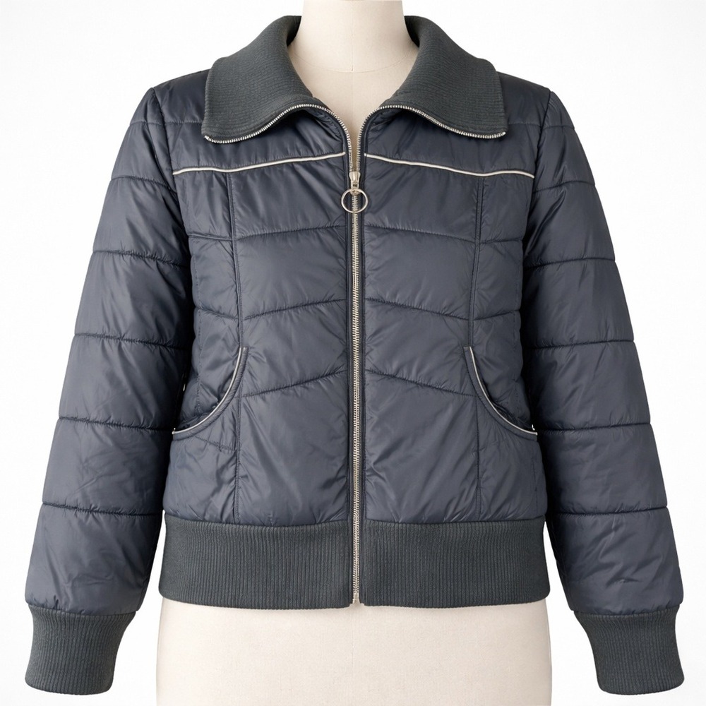 Roxy Womens Full Zip Quilted Puffer Jacket Black Size L Bomber Ski Snowboard